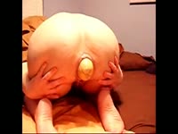 Homemade tube sex clip features bent over bbw women pushing out massive object insertion